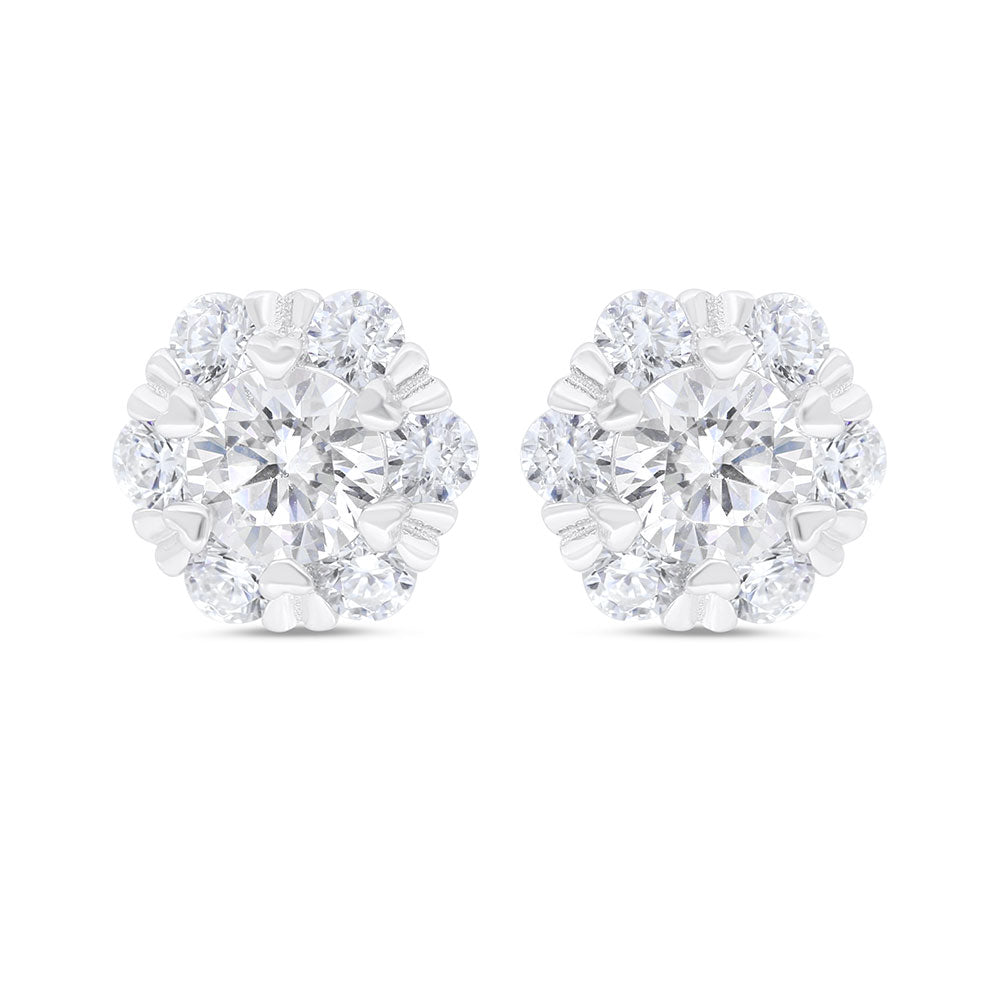 Sterling Silver 925 Earring Rhodium Plated Embedded With Yellow Zircon And White Zircon