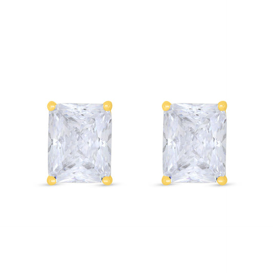 Sterling Silver 925 Earring Golden Plated Embedded With White Zircon