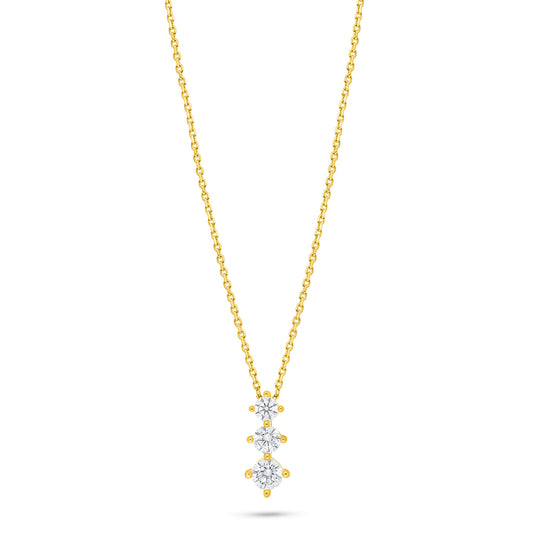 Sterling Silver 925 Necklace Golden Plated Embedded With White Zircon