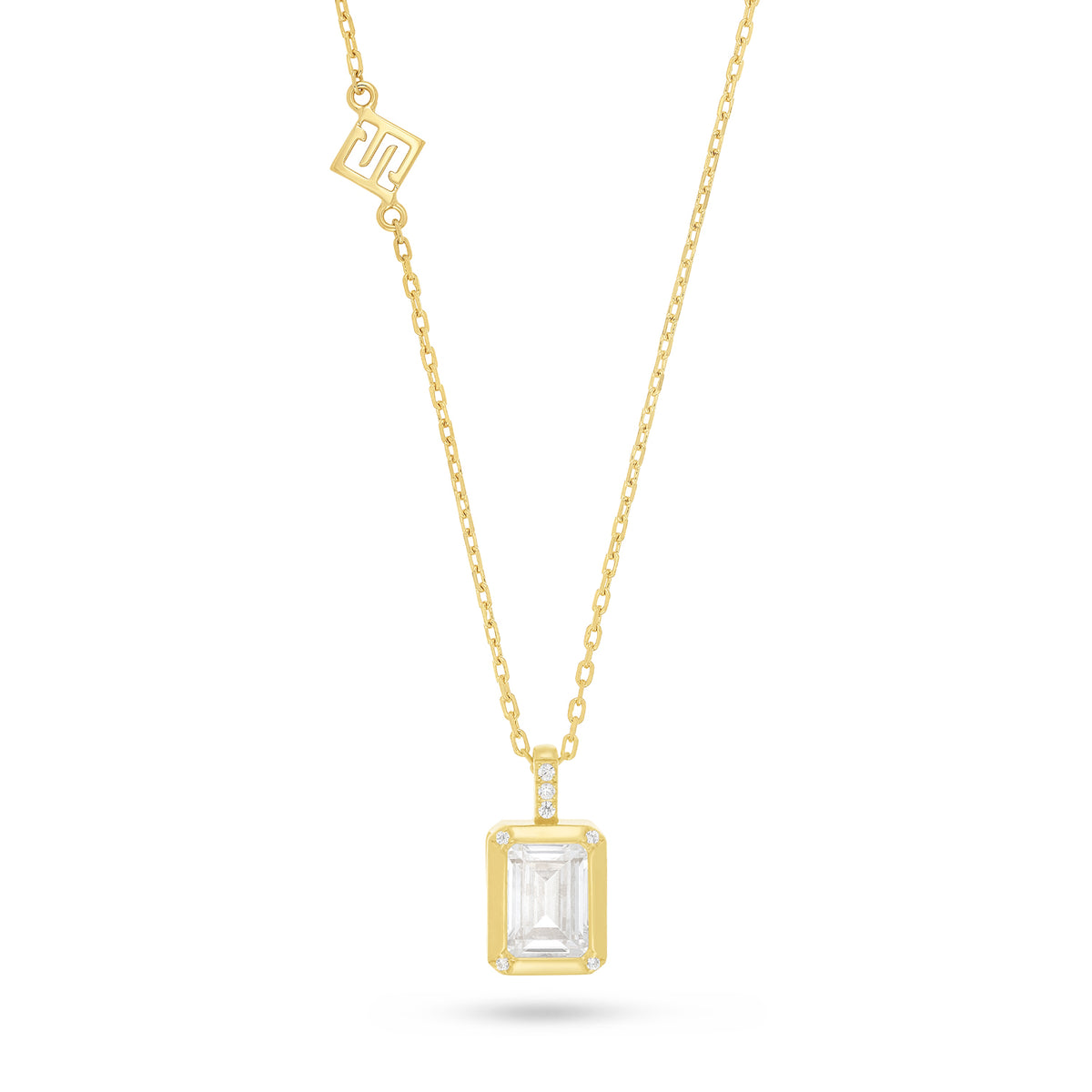 Sterling Silver 925 Necklace Golden Plated Embedded With White Zircon