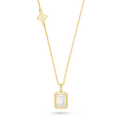 Sterling Silver 925 Necklace Golden Plated Embedded With White Zircon
