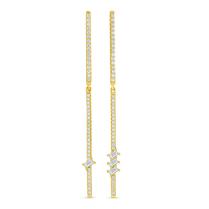 Sterling Silver 925 Earring Golden Plated Embedded With White Zircon