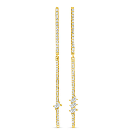 Sterling Silver 925 Earring Golden Plated Embedded With White Zircon