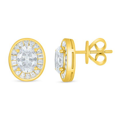 Sterling Silver 925 Earring Golden Plated Embedded With White Zircon