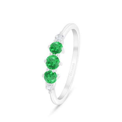 خاتم من الفضة الخالصة عيار 925 مطلي روديوم مرصع زركون زمردي و فص ابيض