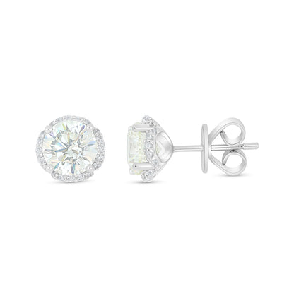 Sterling Silver 925 Earring Rhodium Plated Embedded With Diamond Zircon And White Zircon