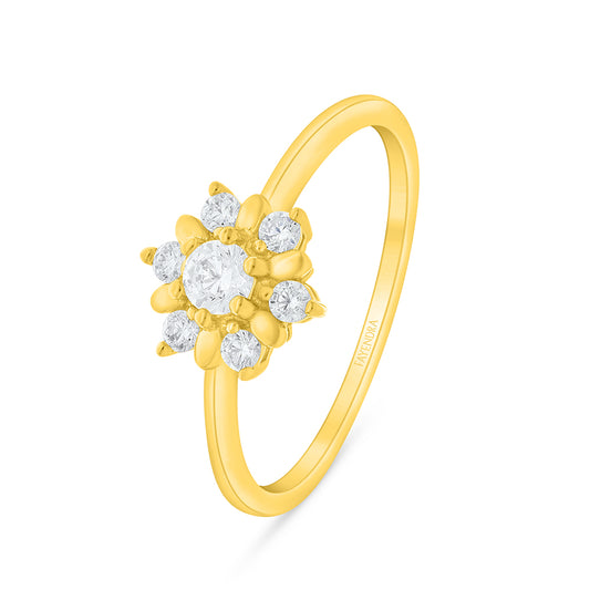 Sterling Silver 925 Ring Golden Plated Embedded With White Zircon