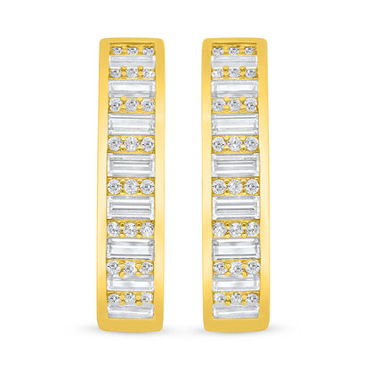 Sterling Silver 925 Earring Golden Plated Embedded With White Zircon