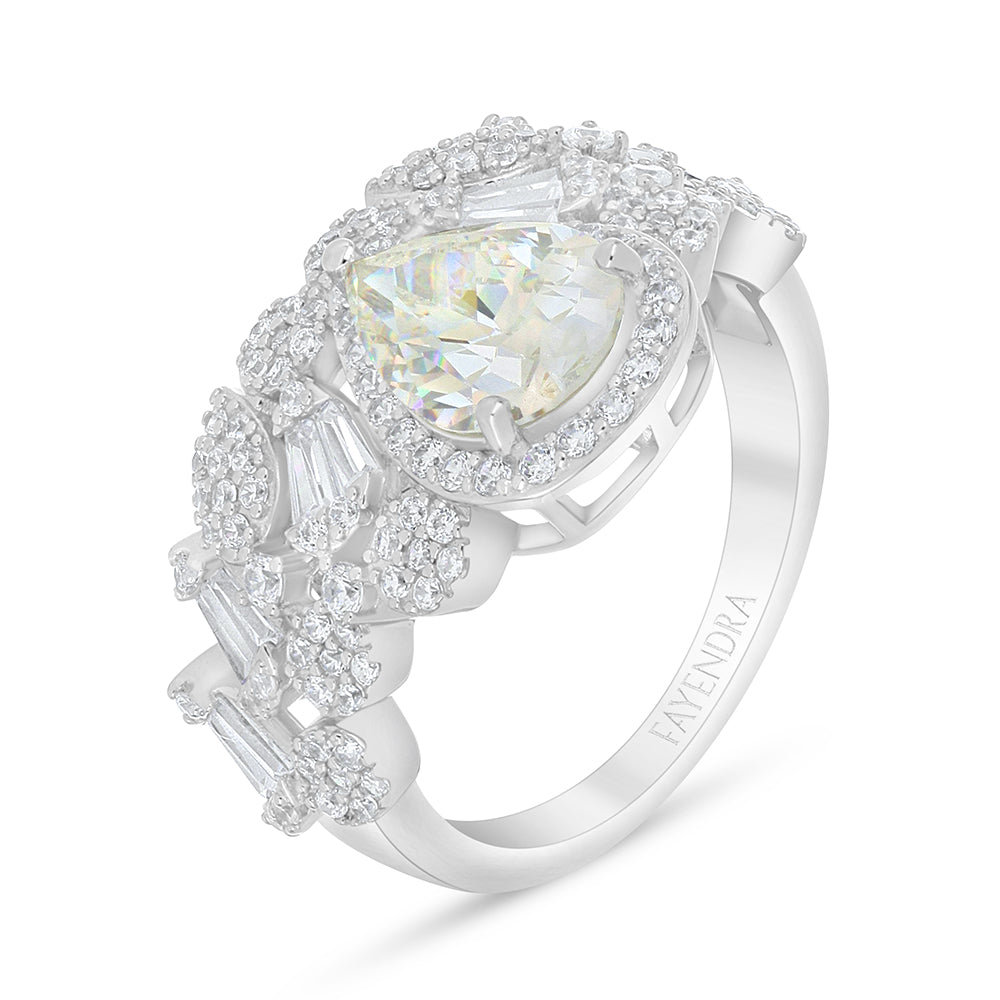 Sterling Silver 925 Set Rhodium Plated Embedded With Diamond Zircon And White Zircon