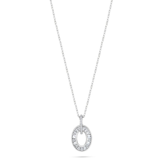 Sterling Silver 925 Necklace Rhodium Plated Embedded With White Zircon