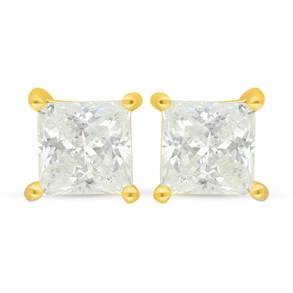 Sterling Silver 925 Earring Golden Plated Embedded With White Zircon