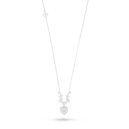 Sterling Silver 925 Necklace Rhodium Plated Embedded With Diamond Zircon And White Zircon