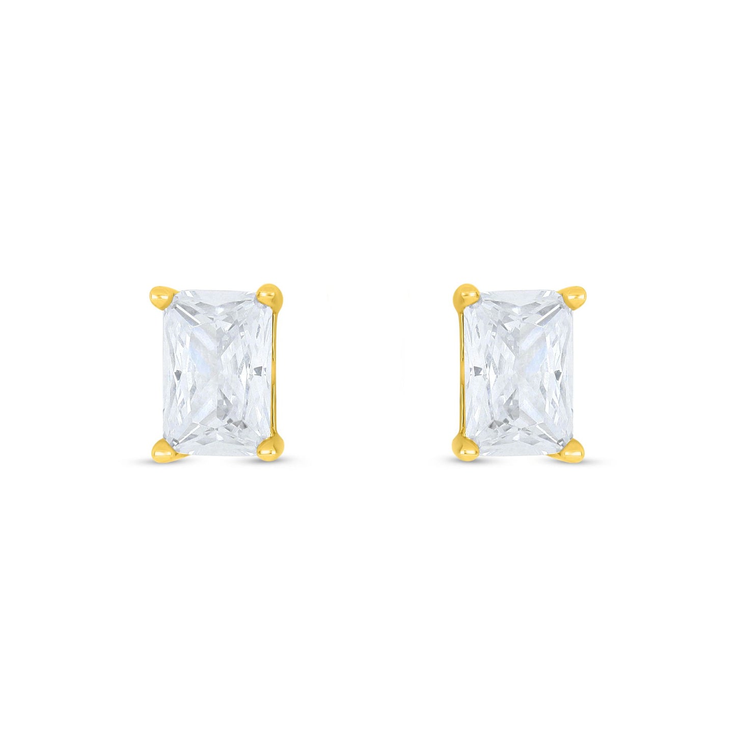Sterling Silver 925 Earring Golden Plated Embedded With White Zircon