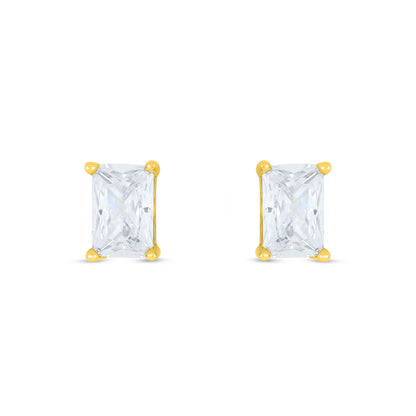 Sterling Silver 925 Earring Golden Plated Embedded With White Zircon