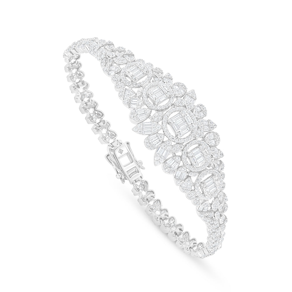 Sterling Silver 925 SET Rhodium Plated Embedded With White Zircon