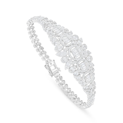 Sterling Silver 925 SET Rhodium Plated Embedded With White Zircon