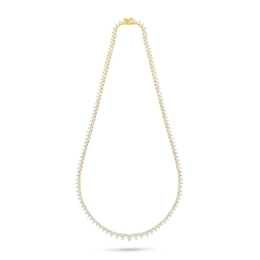 Sterling Silver 925 Necklace Golden Plated Embedded With White Zircon