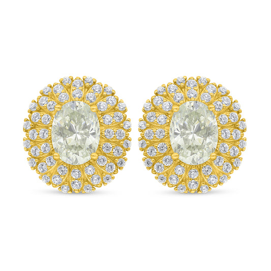 Sterling Silver 925 Earring Golden Plated Embedded With Diamond Zircon And White Zircon