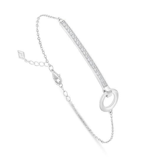 Sterling Silver 925 Bracelet Rhodium Plated Embedded With White Zircon