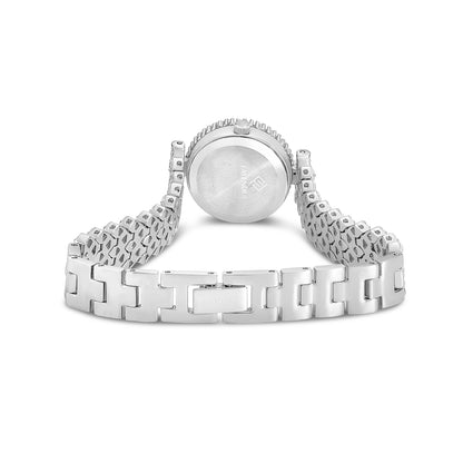 Stainless Steel 316L Watch Silver Color Embedded With White Zircon - PINK MOP DIAL
