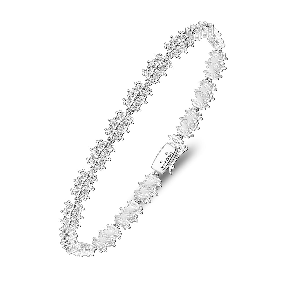 طقم من الفضة الخالصة عيار 925 مطلي روديوم مرصع فص ابيض