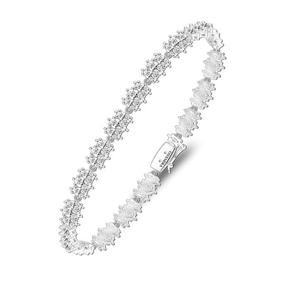 طقم من الفضة الخالصة عيار 925 مطلي روديوم مرصع فص ابيض