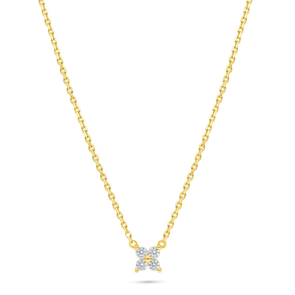 Sterling Silver 925 Necklace Golden Plated Embedded With White Zircon
