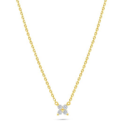 Sterling Silver 925 Necklace Golden Plated Embedded With White Zircon
