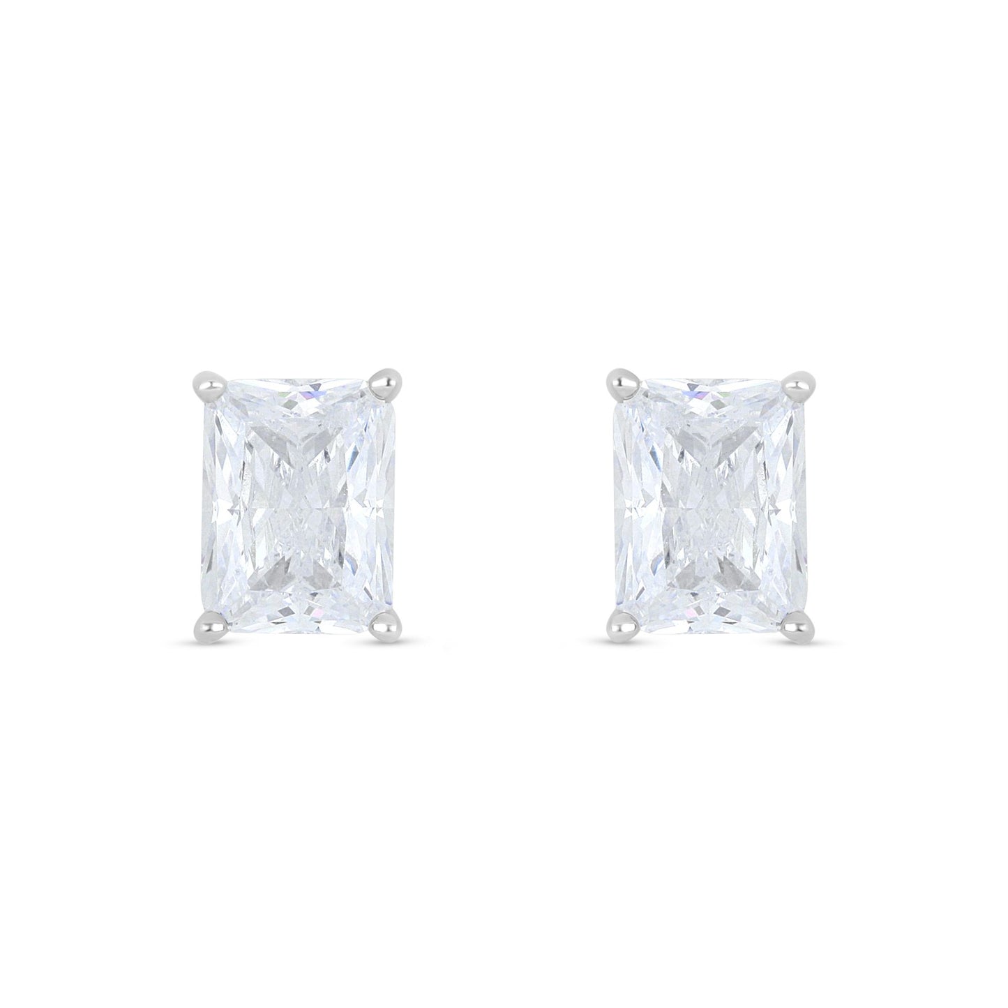 Sterling Silver 925 Earring Rhodium Plated Embedded With White Zircon