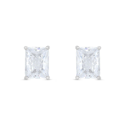Sterling Silver 925 Earring Rhodium Plated Embedded With White Zircon