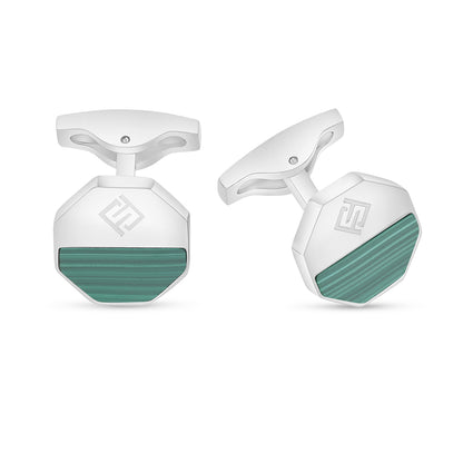 كبك ستانلس ستيل لون فضي عيار L316 مرصع احجار ملاكايت Shiny Steel 