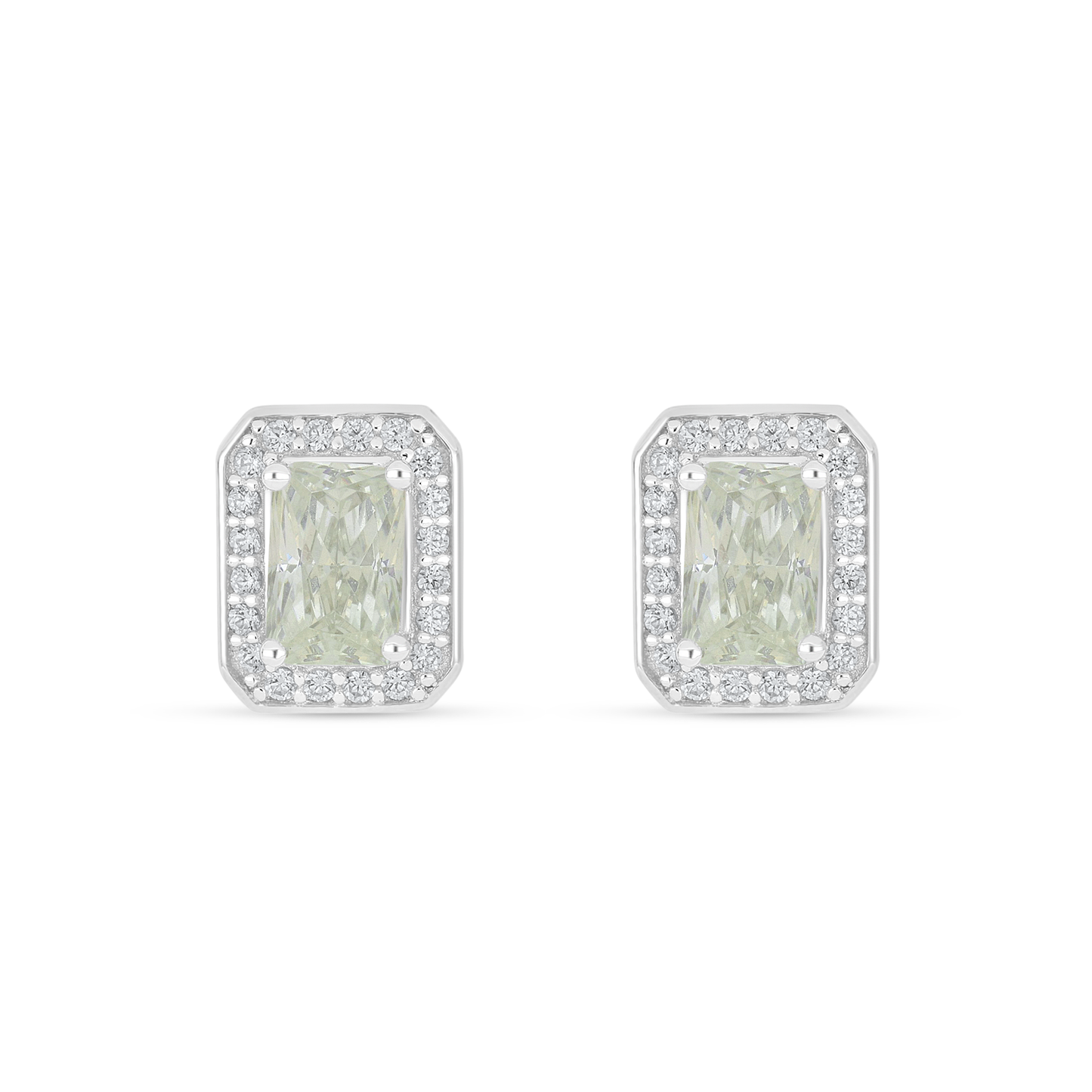Sterling Silver 925 Earring Rhodium Plated Embedded With Diamond Zircon And White Zircon