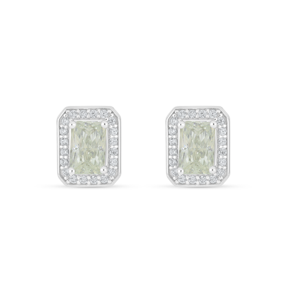 Sterling Silver 925 Earring Rhodium Plated Embedded With Diamond Zircon And White Zircon