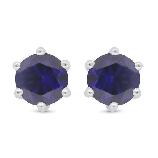 Sterling Silver 925 Earring Rhodium Plated Embedded With Sapphire Corundum