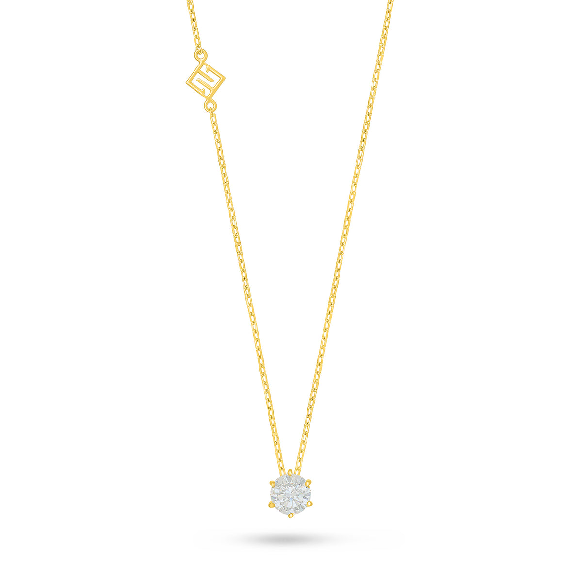 Sterling Silver 925 Necklace Golden Plated Embedded With White Zircon