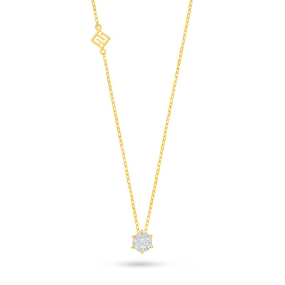 Sterling Silver 925 Necklace Golden Plated Embedded With White Zircon
