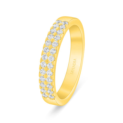 Sterling Silver 925 Ring Golden Plated Embedded With White Zircon