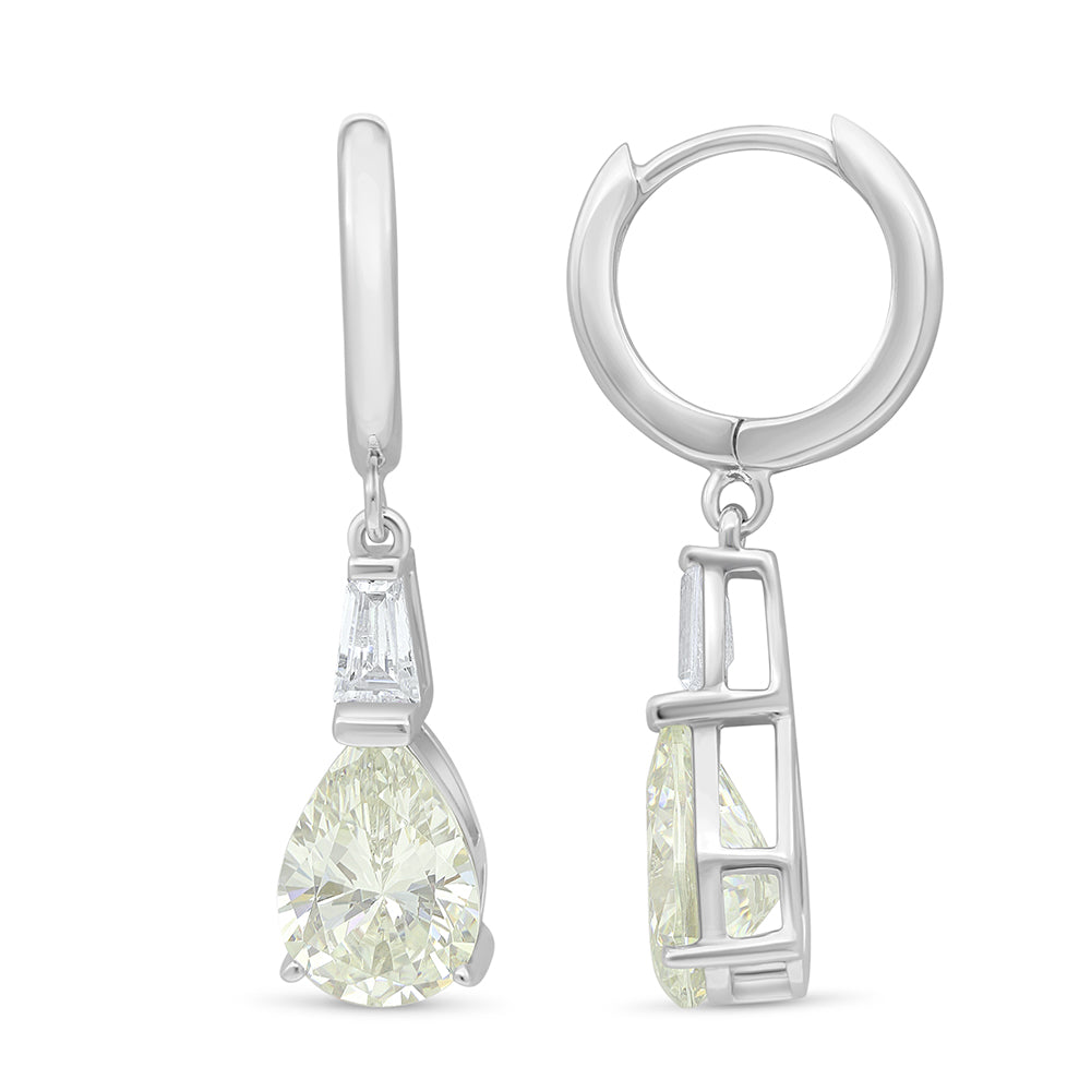 Sterling Silver 925 Earring Rhodium Plated Embedded With Diamond Zircon And White Zircon