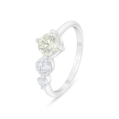 خاتم من الفضة الخالصة عيار 925 مطلي روديوم مرصع بالزركون الكناري الالماسي و فص ابيض