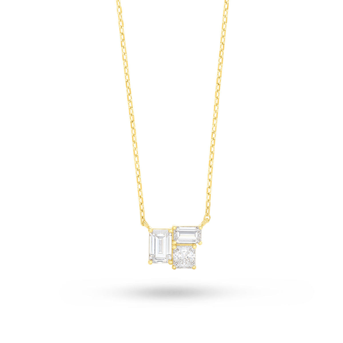 Sterling Silver 925 Necklace Golden Plated Embedded With White Zircon