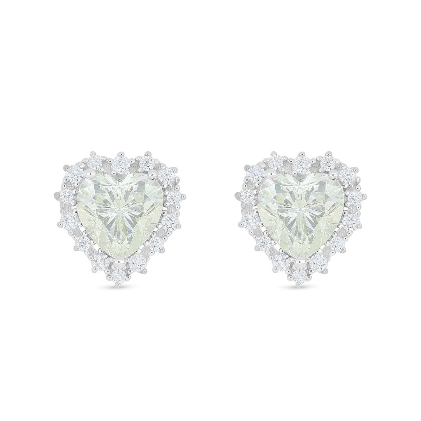 Sterling Silver 925 Earring Rhodium Plated Embedded With Diamond Zircon And White Zircon
