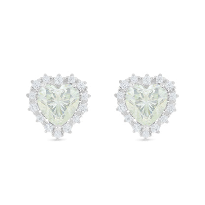 Sterling Silver 925 Earring Rhodium Plated Embedded With Diamond Zircon And White Zircon