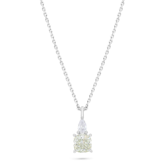 Sterling Silver 925 Necklace Rhodium Plated Embedded With Diamond Zircon And White Zircon