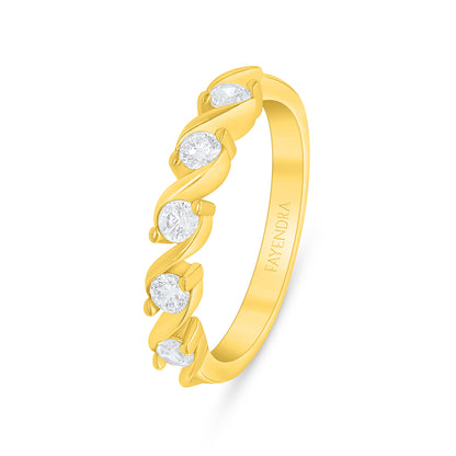 Sterling Silver 925 Ring Golden Plated Embedded With White Zircon