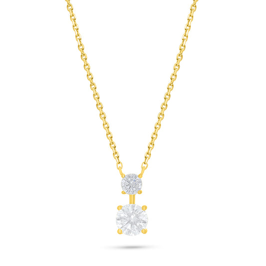 Sterling Silver 925 Necklace Golden Plated Embedded With White Zircon
