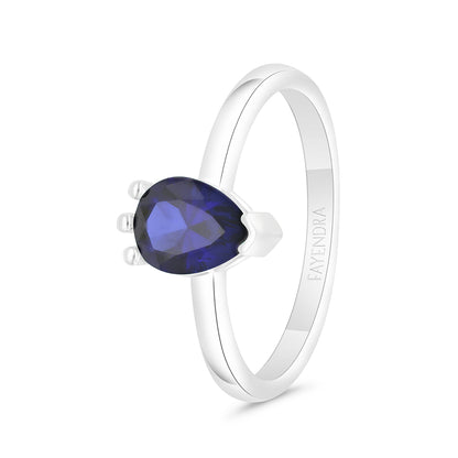 Sterling Silver 925 Ring Rhodium Plated Embedded With Sapphire Corundum