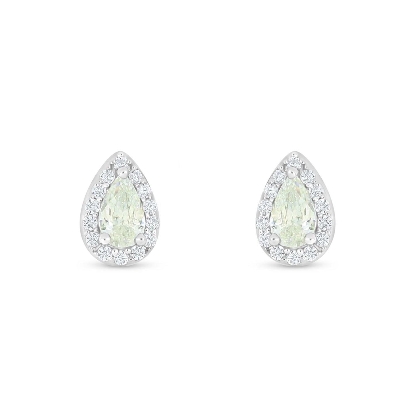 Sterling Silver 925 Earring Rhodium Plated Embedded With Diamond Zircon And White Zircon