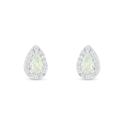 Sterling Silver 925 Earring Rhodium Plated Embedded With Diamond Zircon And White Zircon
