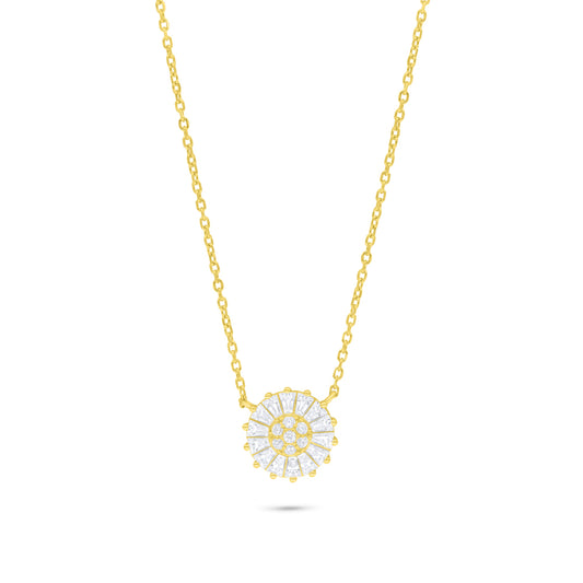 Sterling Silver 925 Necklace Golden Plated Embedded With White Zircon