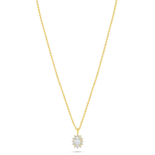 Sterling Silver 925 Necklace Golden Plated Embedded With Diamond Zircon And White Zircon